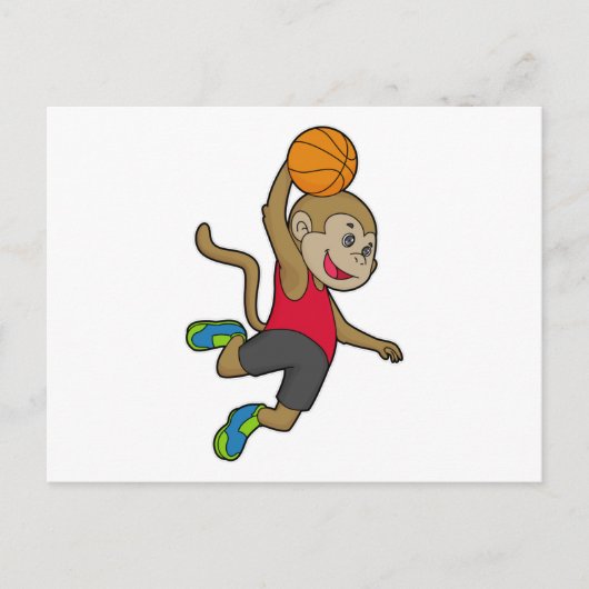 Basketbalspeler aap Basketbal Briefkaart (Voorkant)