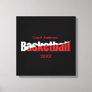 Basketbalspeler Abstract Swish - Woordkunst Canvas Afdruk