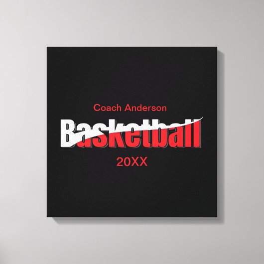 Basketbalspeler Abstract Swish - Woordkunst Canvas Afdruk (Voorkant)