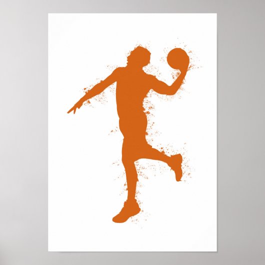 Basketbalspeler - Aquarel op witte achtergrond Poster (Voorkant)