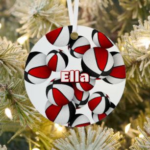 Basketbalspeler behoudt kleuren rood en zwart metalen ornament