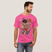 Basketbalspeler Cartoon Character - Grappig voor T-shirt (Voorkant volledig)