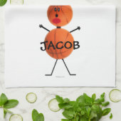 Basketbalspeler Cartoon Theedoek (Gevouwen)