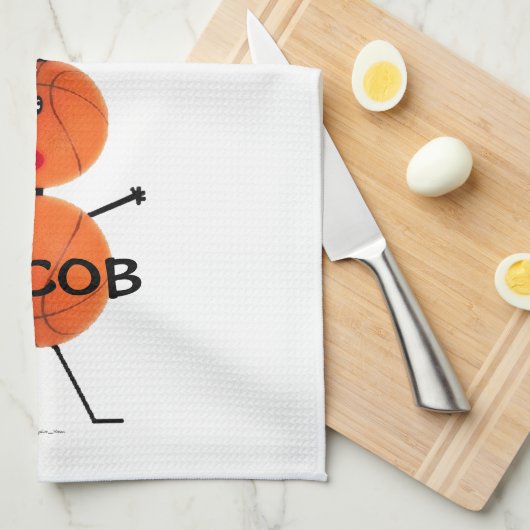 Basketbalspeler Cartoon Theedoek (Quarter Fold)
