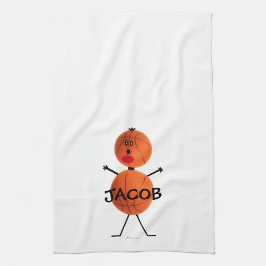 Basketbalspeler Cartoon Theedoek (Verticaal)