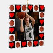 Basketbalspeler Custom Foto Kerstmis Hart Keramisch Ornament (Rechts)
