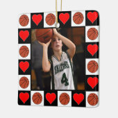 Basketbalspeler Custom Foto Kerstmis Hart Keramisch Ornament (Links)
