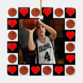 Basketbalspeler Custom Foto Kerstmis Hart Keramisch Ornament (Achterkant)