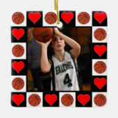 Basketbalspeler Custom Foto Kerstmis Hart Keramisch Ornament (Voorkant)