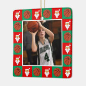 Basketbalspeler Custom Sport Foto Kerstmis Keramisch Ornament (Links)