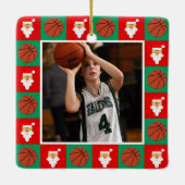 Basketbalspeler Custom Sport Foto Kerstmis Keramisch Ornament (Achterkant)