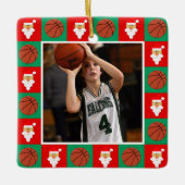 Basketbalspeler Custom Sport Foto Kerstmis Keramisch Ornament (Voorkant)