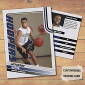 Basketbalspeler Custom Trading Kaart Zwart Blauw Contactkaartje