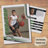 Basketbalspeler Custom Trading Kaart Zwart Groen Contactkaartje