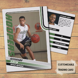 Basketbalspeler Custom Trading Kaart Zwart Groen Contactkaartje