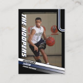 Basketbalspeler Custom Zwart Trading Kaart Blauw Contactkaartje (Voorkant)