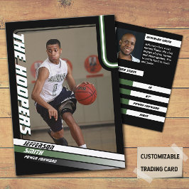 Basketbalspeler Custom Zwart Trading Kaart Groen Contactkaartje