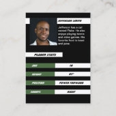 Basketbalspeler Custom Zwart Trading Kaart Groen Contactkaartje (Achterkant)