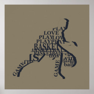 Basketbalspeler dribbelend poster