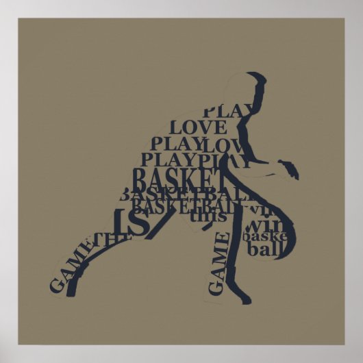 Basketbalspeler dribbelend poster (Voorkant)