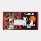 Basketbalspeler Foto Rode teamnaam Bureaumat (Keyboard & Muis)