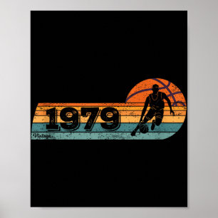 Basketbalspeler Game Retro Geboren 1979 Verjaardag Poster