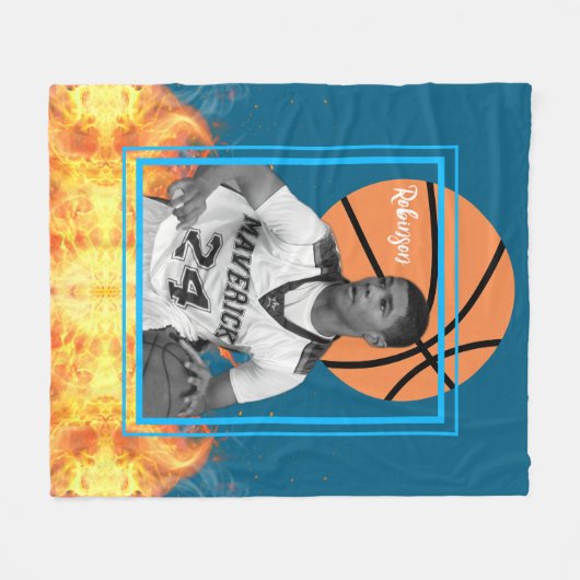 Basketbalspeler Gepersonaliseerde foto Fleece Deken (Voorkant (Horizontaal))