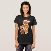 Basketbalspeler Gingerbread Grappige Kerstmis T-shirt (Voorkant volledig)