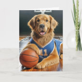 Basketbalspeler Golden Retriever verjaardag Kaart (Voorkant)