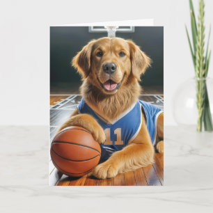 Basketbalspeler Golden Retriever verjaardag Kaart
