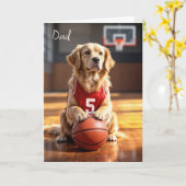 Basketbalspeler Golden Retriever verjaardag Kaart (Gele Bloem)