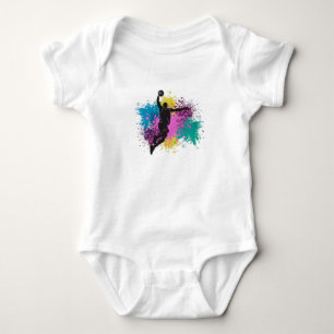 Basketbalspeler Grungy Kleurspatten Romper