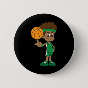 Basketbalspeler heeft basketbal op zijn vinger ged ronde button 5,7 cm