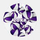 Basketbalspeler houdt kinder naam paarse wit metalen ornament (Achterkant)