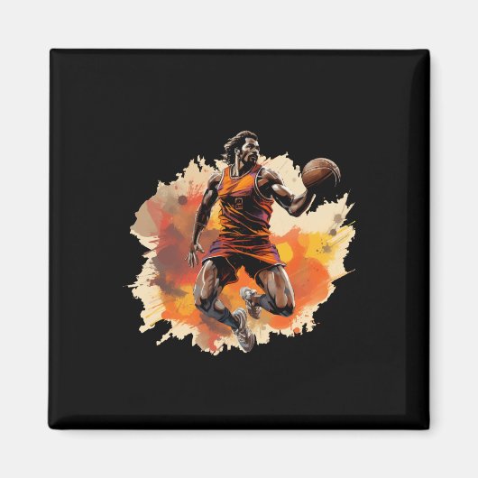 Basketbalspeler in Art Design 1 Magneet (Voorkant)