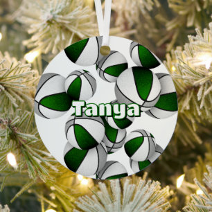 Basketbalspeler Keep Sake Groen Grijs Team Kleuren Metalen Ornament