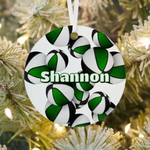 Basketbalspeler KeepSake Groen Zwart Team Kleuren Metalen Ornament