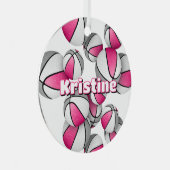 Basketbalspeler Keepsake Pink Grey Girls Sport Metalen Ornament (Voorkant Rechts)