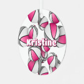 Basketbalspeler Keepsake Pink Grey Girls Sport Metalen Ornament (Voorkant links)