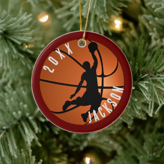 Basketbalspeler Kerstmis Keramisch Ornament (Boom)