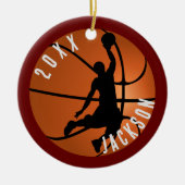 Basketbalspeler Kerstmis Keramisch Ornament (Voorkant)