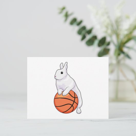 Basketbalspeler Konijn Basketbal Briefkaart (Staand voorkant)