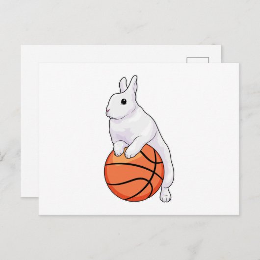 Basketbalspeler Konijn Basketbal Briefkaart (Voorkant / Achterkant)