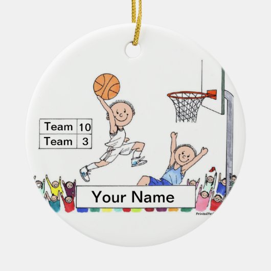 Basketbalspeler - Mannelijk Keramisch Ornament (Voorkant)