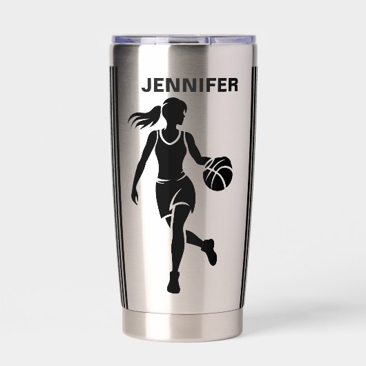 Basketbalspeler Meisje, Basketbal Meisje Verjaarda Geïsoleerde Drinkbeker (Voorkant)