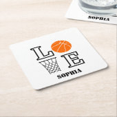 Basketbalspeler Meisje, Basketbal Meisje Verjaarda Kartonnen Onderzetters (Schuin)