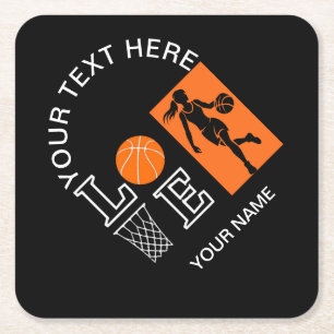 Basketbalspeler Meisje, Basketbal Meisje Verjaarda Kartonnen Onderzetters