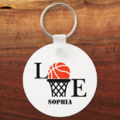 Basketbalspeler Meisje, Basketbal Meisje Verjaarda Sleutelhanger (Voorkant)