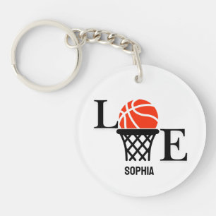 Basketbalspeler Meisje, Basketbal Meisje Verjaarda Sleutelhanger