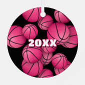 Basketbalspeler Meisjes Naam Herdenkingsjaar Metalen Ornament (Achterkant)